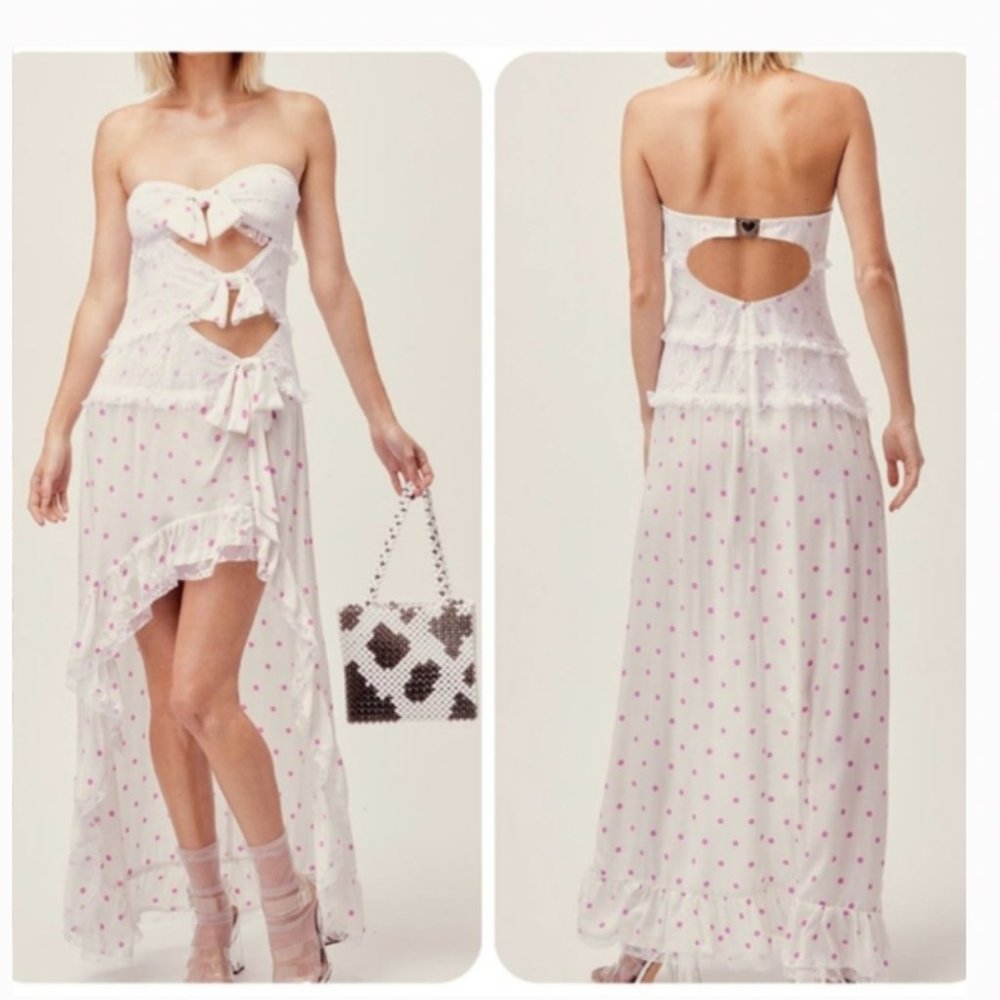 For Love And Lemons White Asymmetrical Strapless Sundress